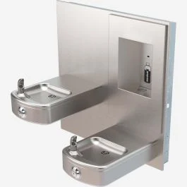 Murdock A152.8-VR-BF4 Rounded Box Barrier-Free Wall Mount Bi-Level Drinking Fountain with Recessed Bottle Filler