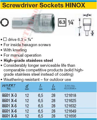 HAZET 8501X-5 SCREWDRIVER SOCKET