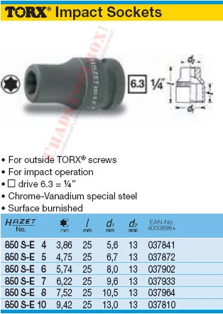 HAZET 850S-E7 TORX IMPACT SOCKET