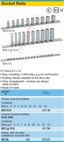 HAZET 850/10H 6-POINT SOCKET SET