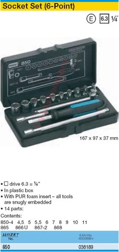 HAZET 850 6-POINT SOCKET SET