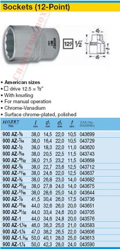 HAZET 900AZ-1.3/16 12-POINT SOCKET