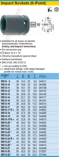 HAZET 900S-26 6-POINT IMPACT SOCKET
