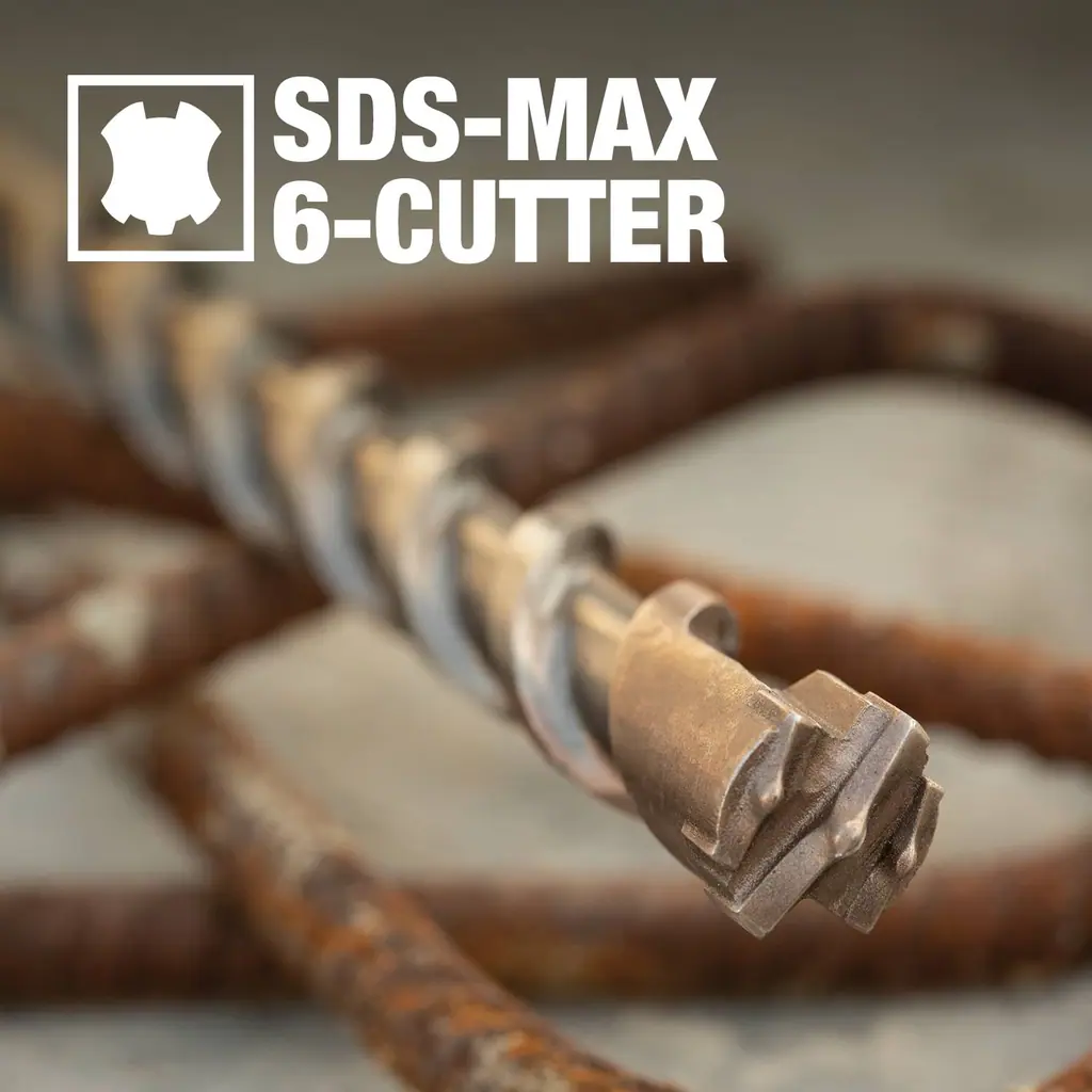 Makita 1-3/8" x 21" SDS-MAX Carbide Drill Bit, 6-Cutter