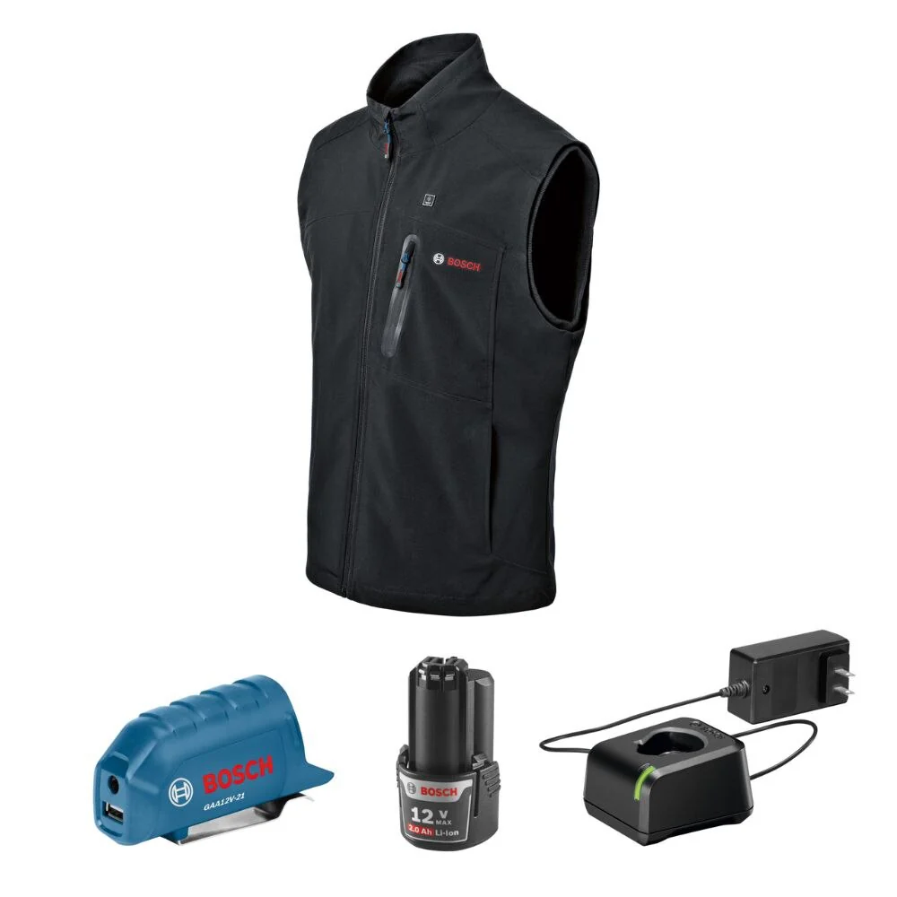 Bosch-GHV12V-20SN12_01.webp Bosch GHV12V-20SN12 12V Max Heated Vest Kit with Portable Power Adapter - Size Small