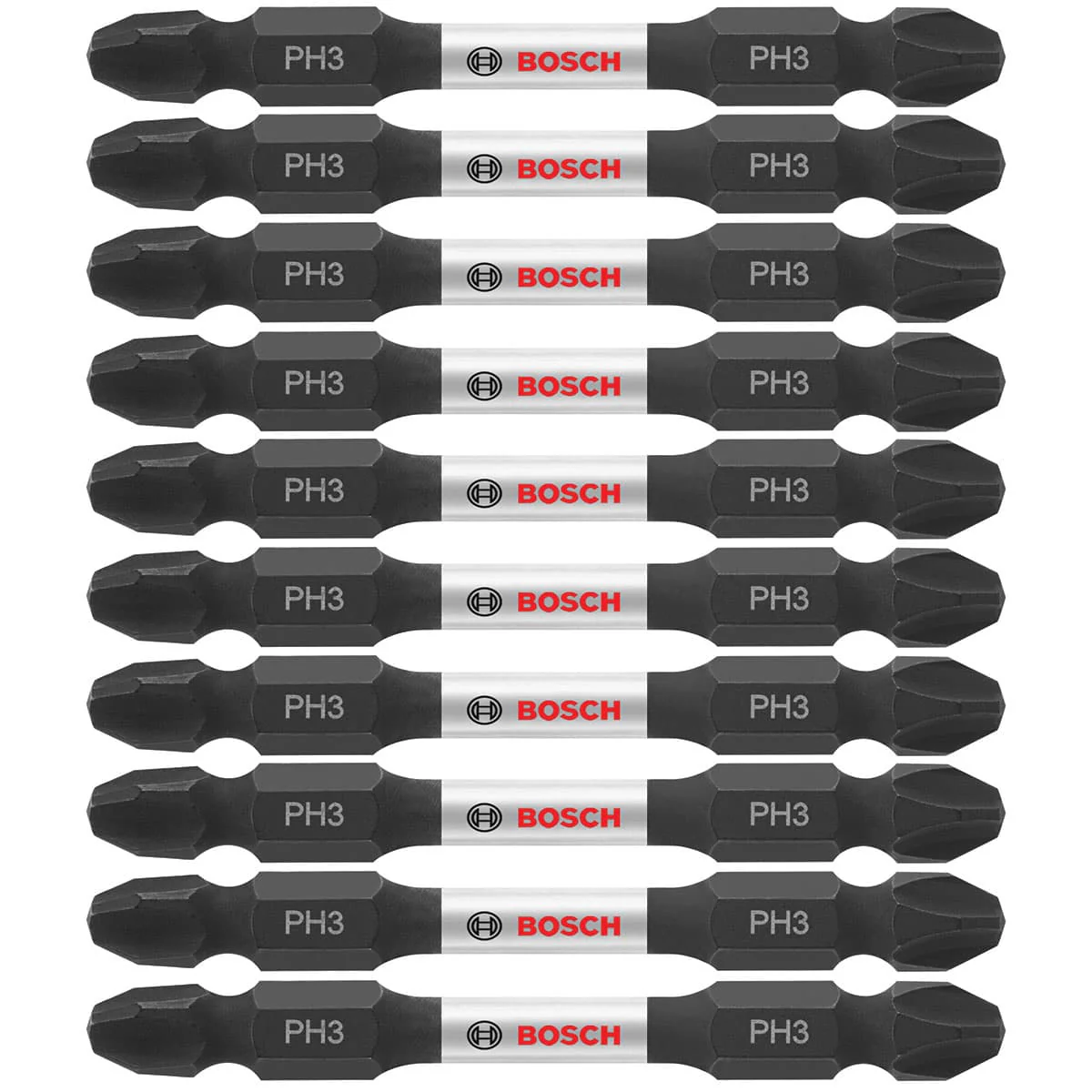 Bosch ITDEPH325B 10-Pc Impact Tough 2.5" Phillips #3 Double-Ended Bits