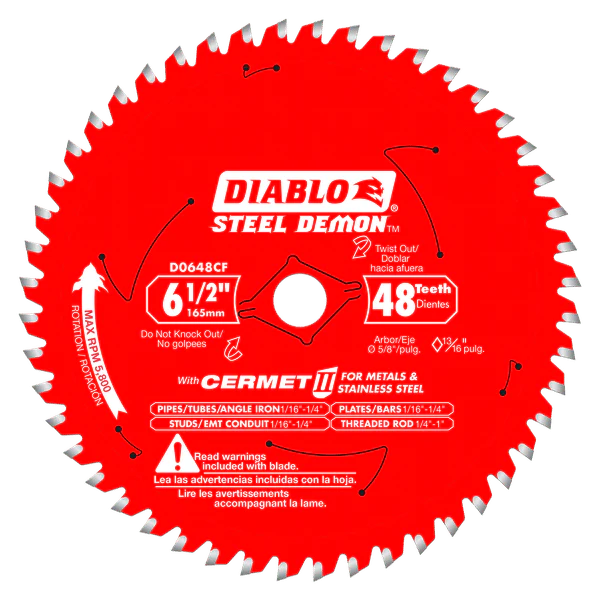 Diablo 6-1/2" x 48-Teeth Steel Demon Cermet II Saw Blade for Medium Metal - 5 Pcs