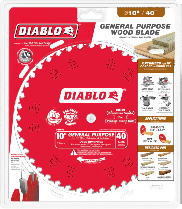 Diablo 10" x 40-Teeth General Purpose Saw Blade for Wood