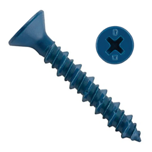 Dewalt UltraCon+ 3/16" x 2-1/4" Concrete Screw Anchors, Phillips Flat Head, #2 Drive Size, Blue 100pcs