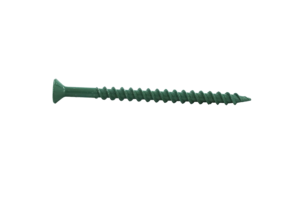 ES8212WLP-G_1_1200x800.webp Muro #8 X 2-1/2" Twinfast Coarse Thread Screw, Flat Head, #2 Square Drive, Type 17 Screw Tip, Epoxy Shield Guard Coating, Green Coil - 1800 Pcs