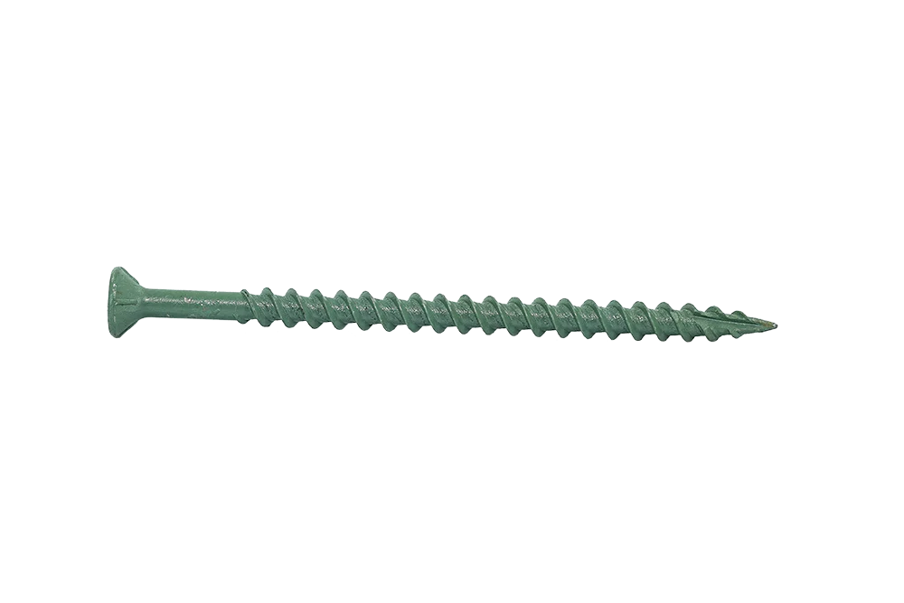 Muro #8 X 3" Twinfast Coarse Thread Screw, Flat Head, #2 Square Drive, Type 17 Screw Tip, Epoxy Shield Guard Coating, Green Coil - 900 Pcs
