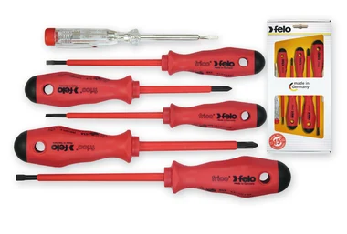 FELO 50120 6 pc SL & PH Insulated Screwdriver Set w/Mains Tester - 2 Component Handle
