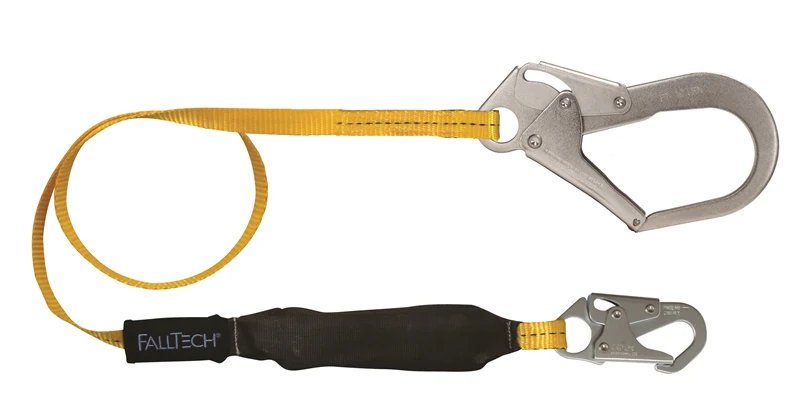 Falltech 8256LT3 6' Soft Pack FT Basic Energy Absorbing Lanyard, Single-leg with Steel Connectors