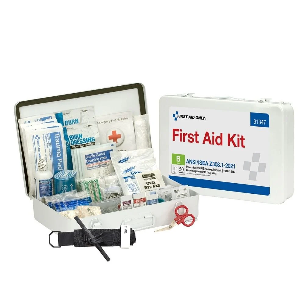 First Aid Only 91347 50 Person First Aid Kit, 2021 ANSI B,Metal Case