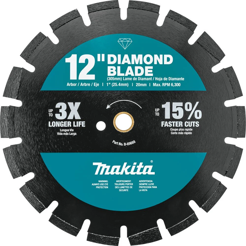 Makita B-69668 12" Diamond Blade, Segmented, Dual Purpose