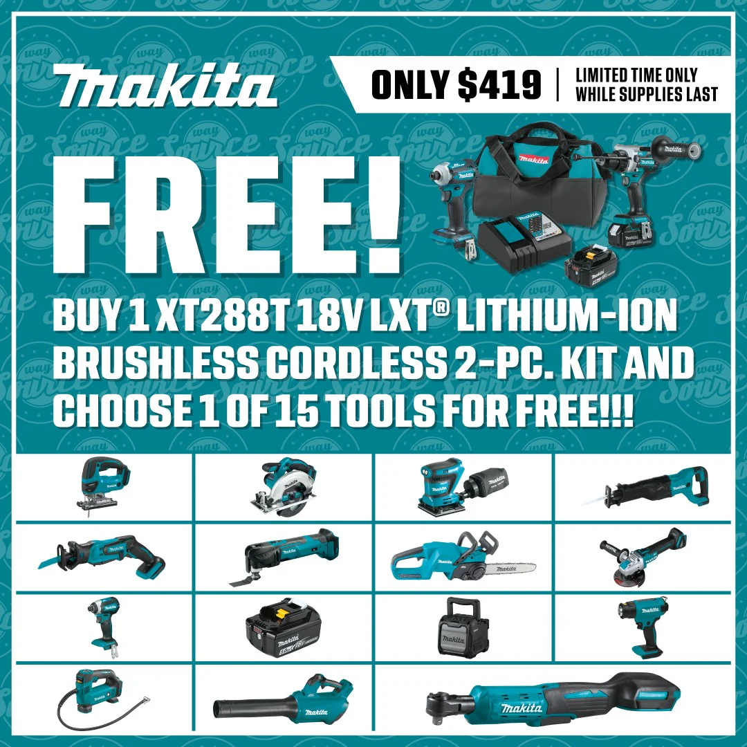 Makita XT288T 18V LXT Lithium‑Ion Brushless Cordless 2‑Pc. Combo Kit (5.0Ah) + Free Item