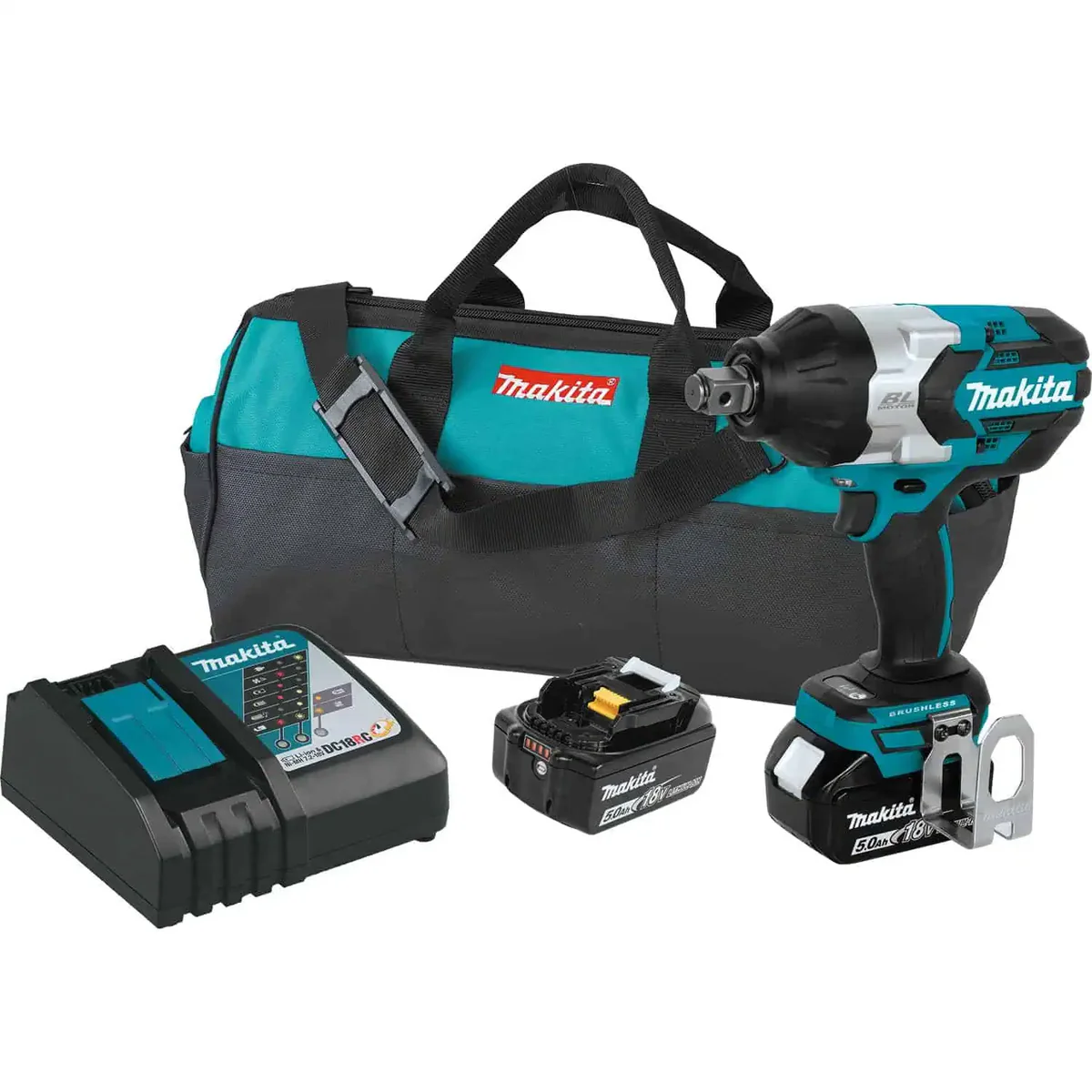 Makita 18V LXT‚ 3/4" Square Drive High Torque Impact Wrench Kit with Friction Ring Anvil, 5.0Ah