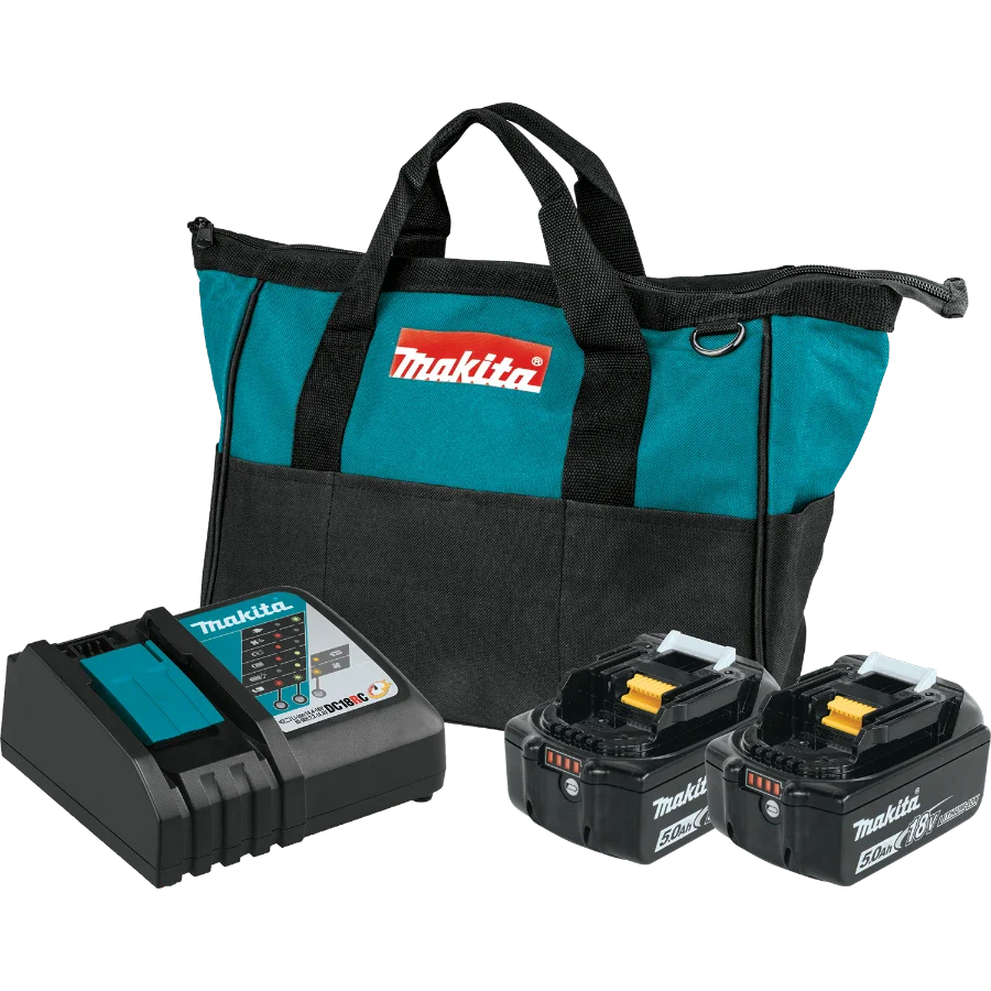 Makita BL1850BDC2 18V LXT Lithium‑Ion Battery and Rapid Optimum Charger Starter Pack (5.0Ah)