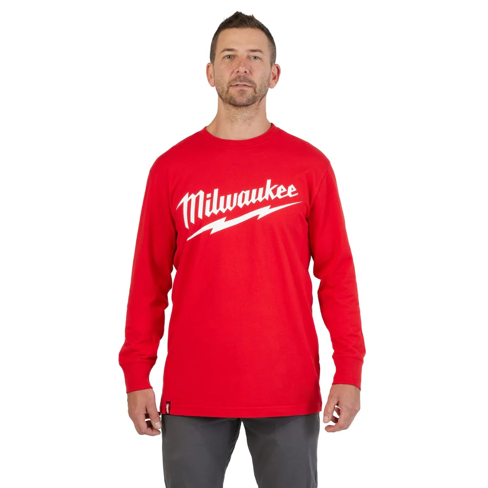 Milwaukee-608R_01.webp Milwaukee 608R Heavy Duty T-Shirt - Long Sleeve Logo Red