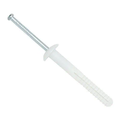 DeWalt NYLON NAILIN‚ 1/4" x 1" Carbon Steel Mushroom Head Nail Anchor - 100 Qty