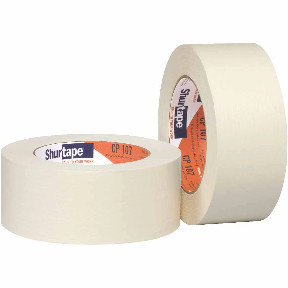 Shurtape 100653 CP 107 Industrial Med-High Adhesion 1" Masking Tape, 24mm x 55m