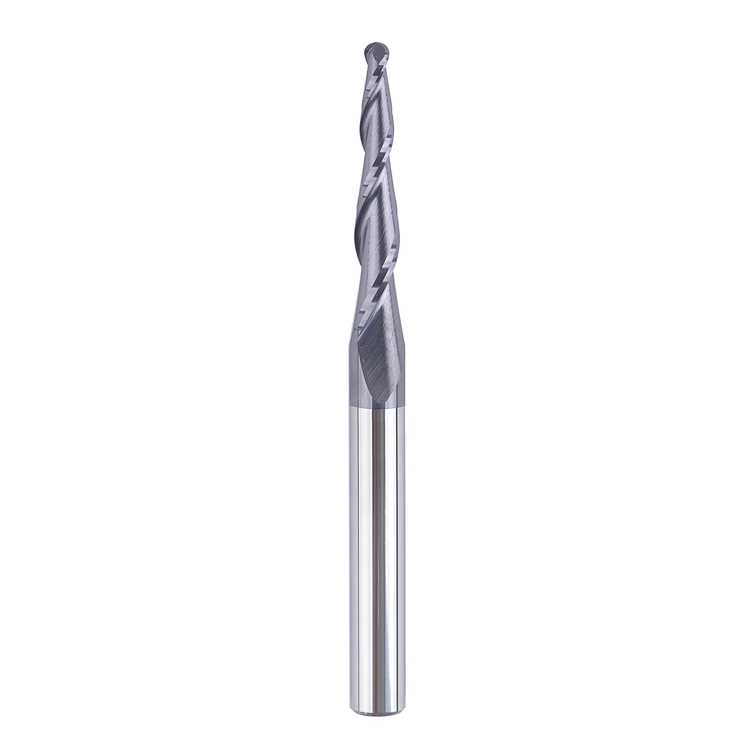 SpeTool1.5mmRadius14SHKTaperedBallNoseTiAlNCoated3DRouterBit_2.webp SpeTool W01012 CNC 2D and 3D Carving 3.02 Deg Tapered Angle Ball Nose 1.5mm Radius x 1/4" Shank x 1-1/4" Cutting Length x 3" Long 2 Flute SC TiAlN Coated Upcut Router Bit