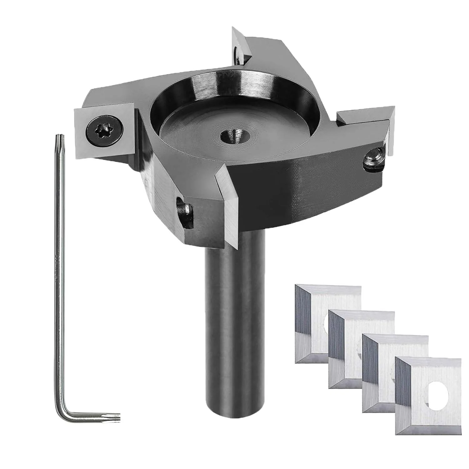 SpeTool W05003 2.5-Inch Spoilboard Surfacing Router Bit with 4 Carbide Inserts, 1/2" Shank, 4-Wing Flattening Planer Bit for Wood Slab, CNC, MDF and Plywood
