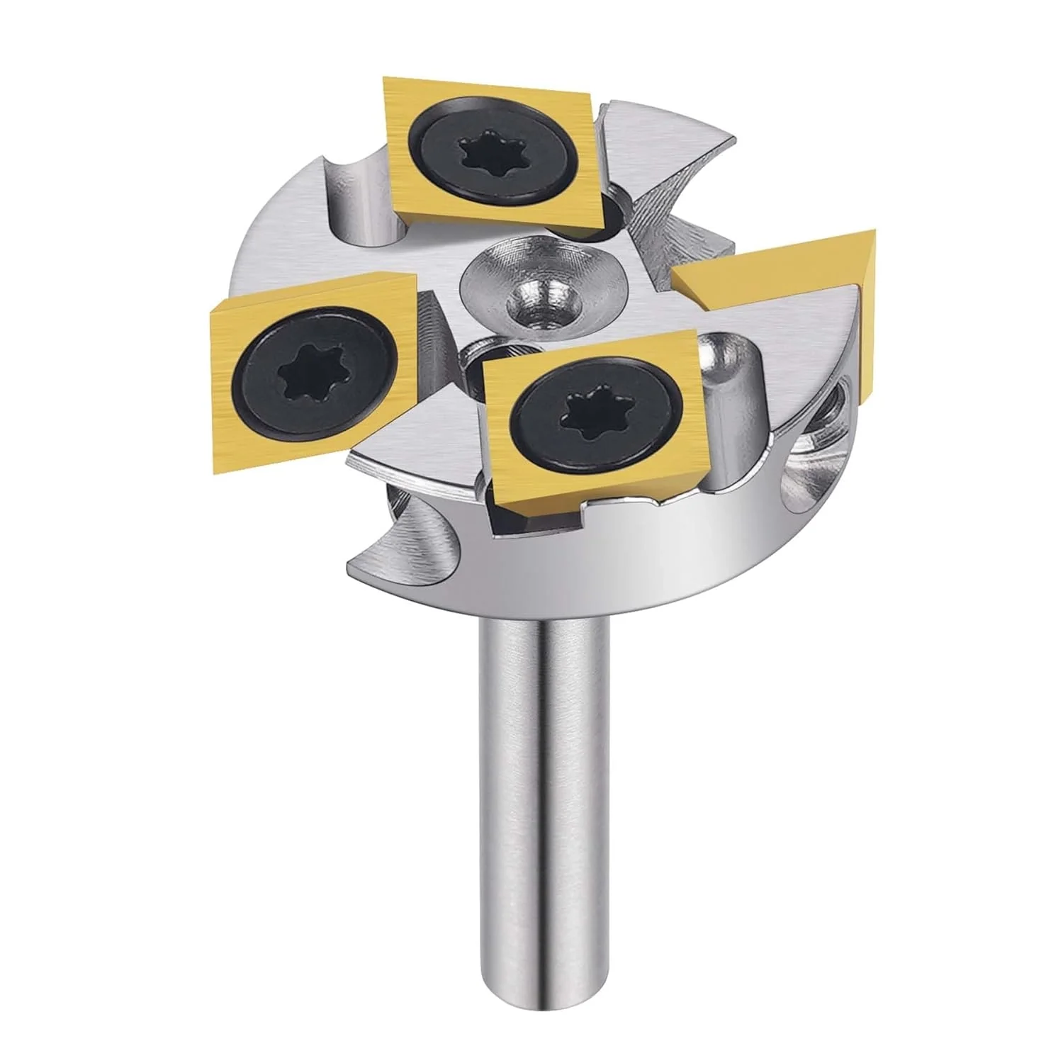 SpeTool W05004 Nickel Plating ATS Coated Insert Mini Surfacing & Rabbeting Flycutter 2+2 Flute Design 1-1/4" Diameter x 1/4" Shank Router Bit