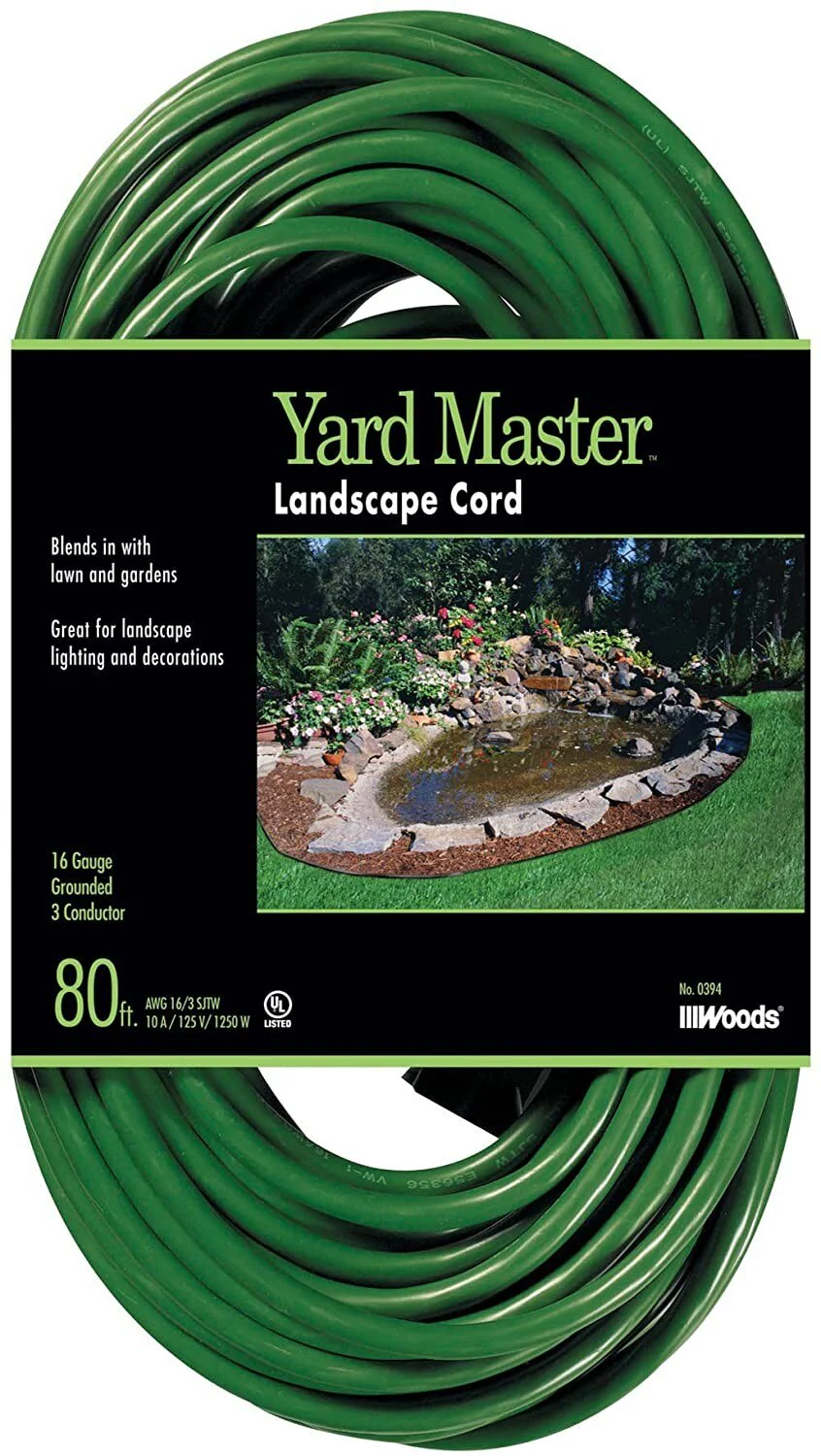 Woods-990394_01.webp Woods 990394 Landscape and Patio Extension Cord, 16/3 SJTW Light Duty, Green 80', 80-Foot