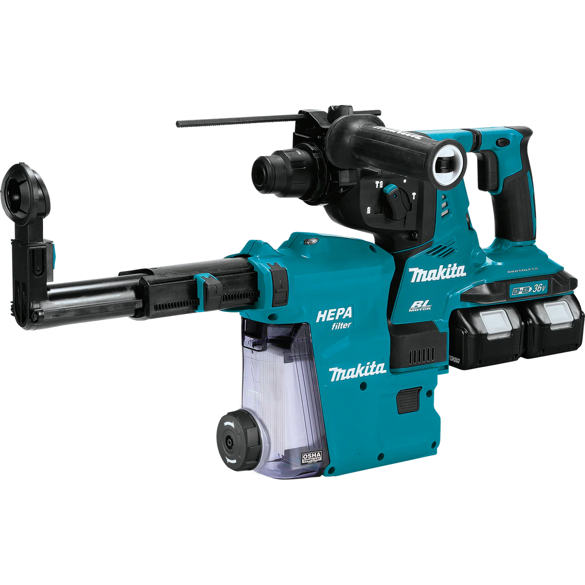 Makita 36V (18V X2) LXT‚ 1-1/8" Brushless SDS PLUS AVT‚ Rotary Hammer Kit with HEPA Dust Extractor, AFT‚, AWS‚ Capable (5.0Ah)