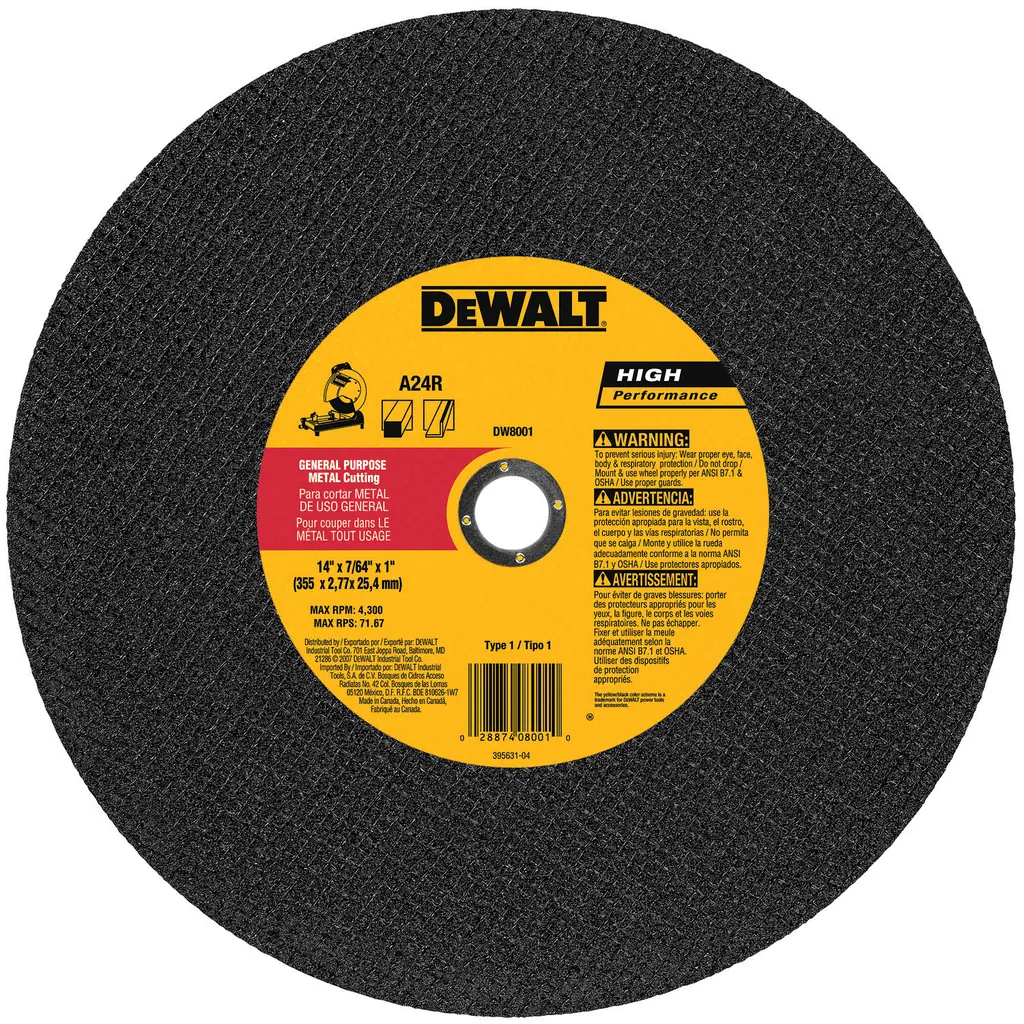 DeWalt 14" Continuous High-Performance Aluminum Oxide Circular Saw Blade