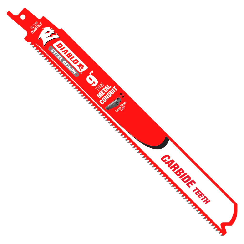 Diablo 9" x 12-TPI Steel Demon Carbide Teeth Reciprocating Saw Blade for Thin Metal Conduit