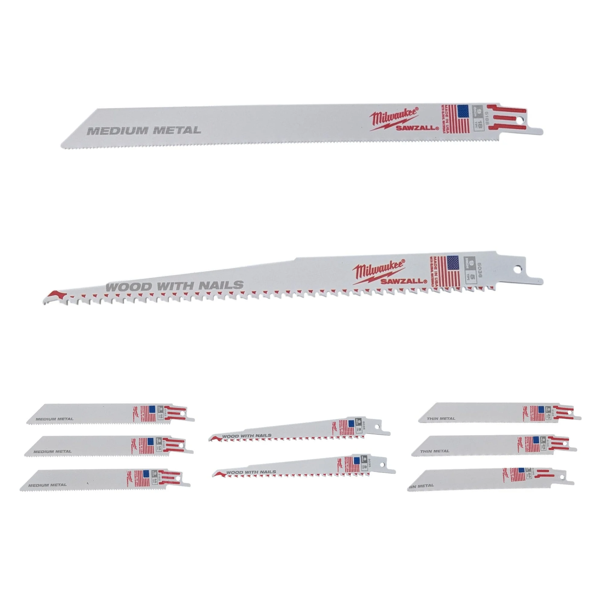 Milwaukee (49-22-1110) SAWZALL Wood and Metal Cutting Bi-Metal Reciprocating Saw Blade Set (10-Piece)