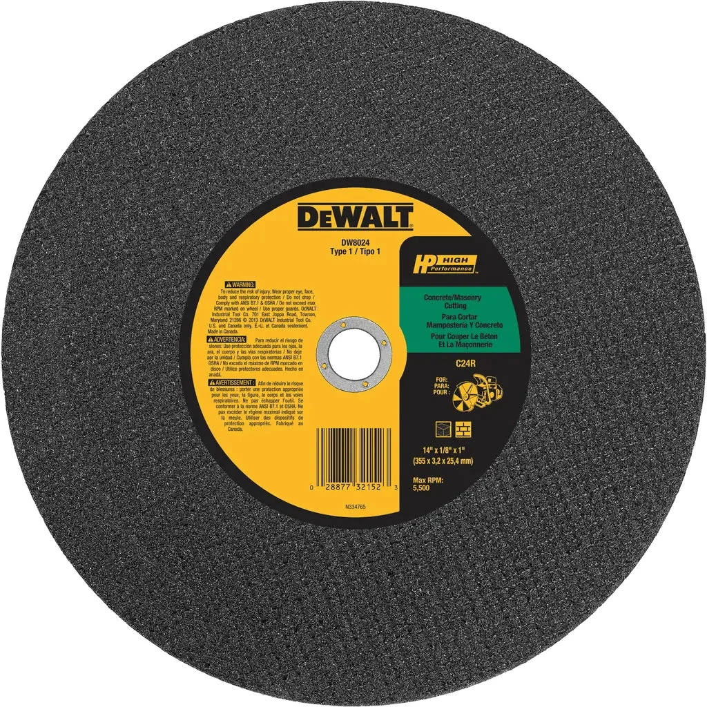 DeWalt 14" X 1" High Speed Masonry Cut-Off Wheel