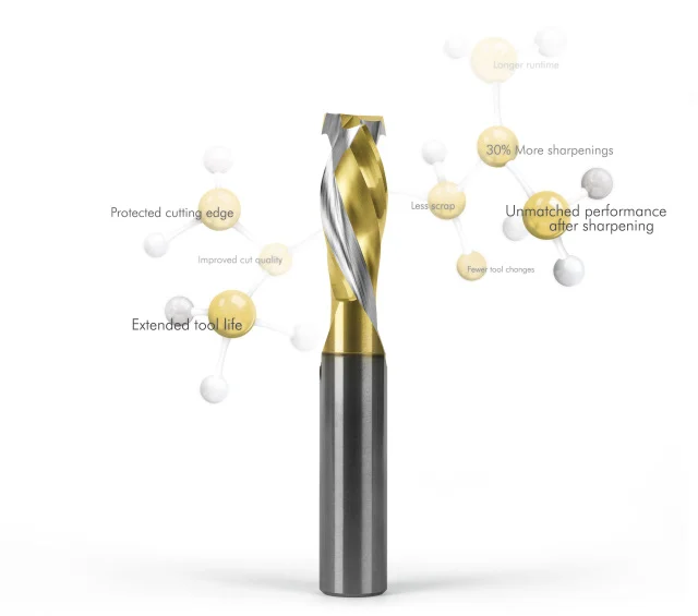 1/2 in x 1-1/4 in CL Two Flute Mortise Compression Coated FS Tool Router Bit - #RSF2061XLC-UD2